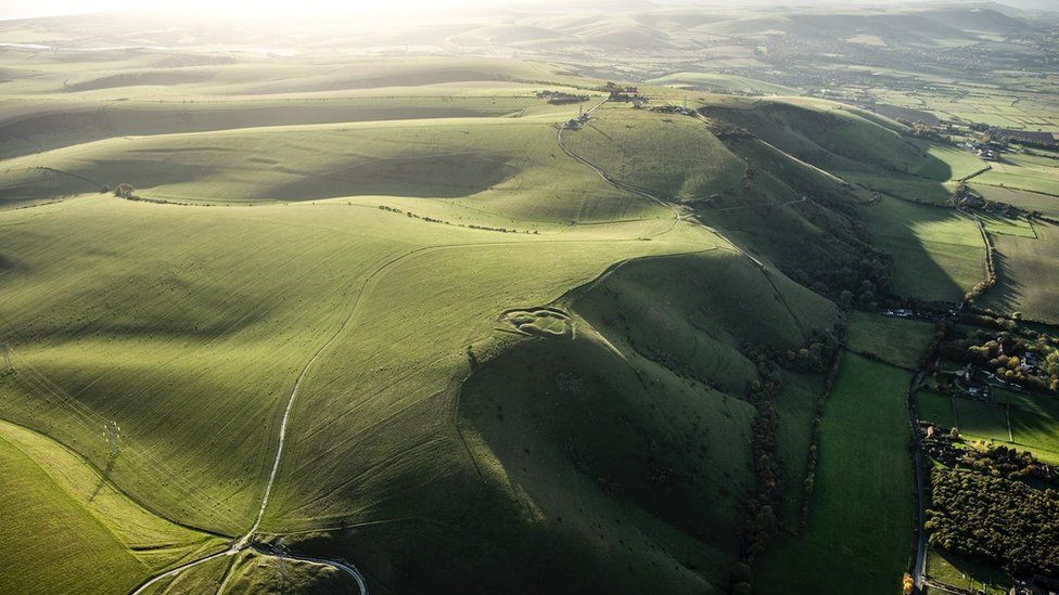 Aerial images reveal 6,000 years of history in the South Downs and in this image is a motte and bailey castle